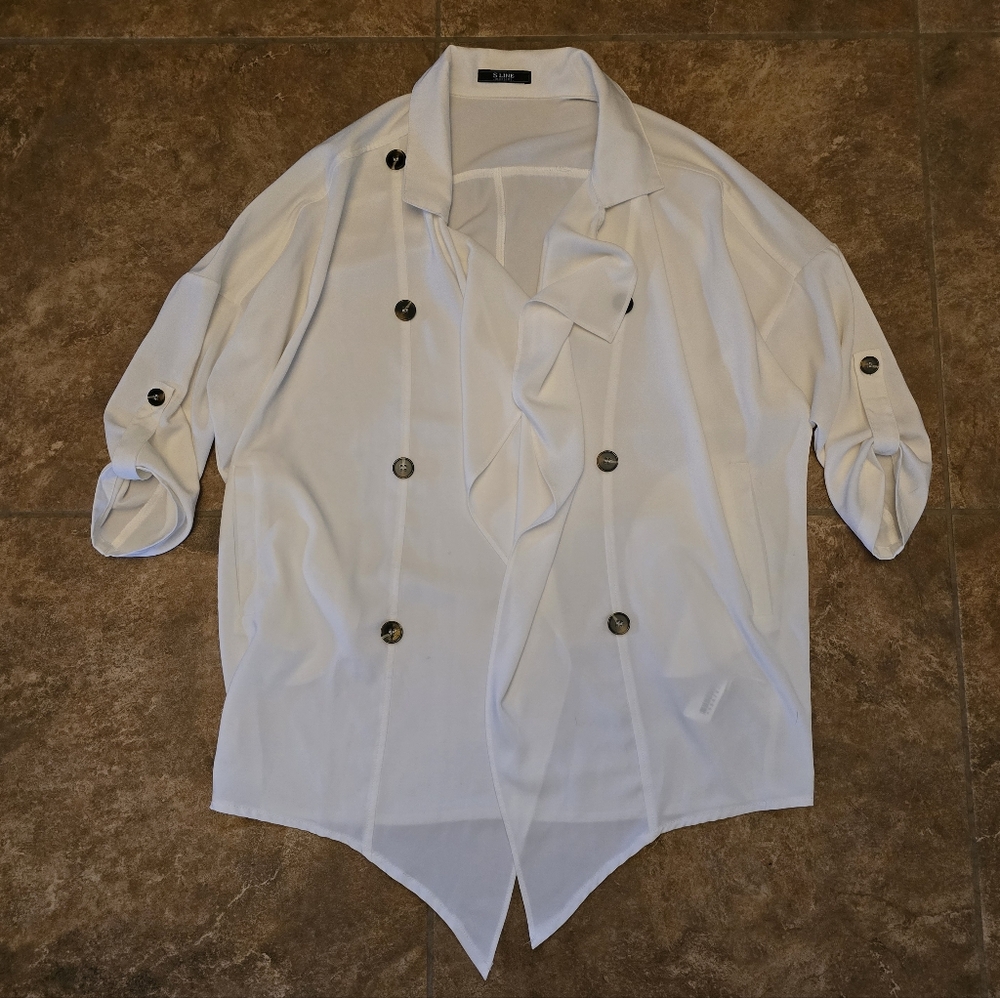 White SLINE Black Label Duster Cardigan